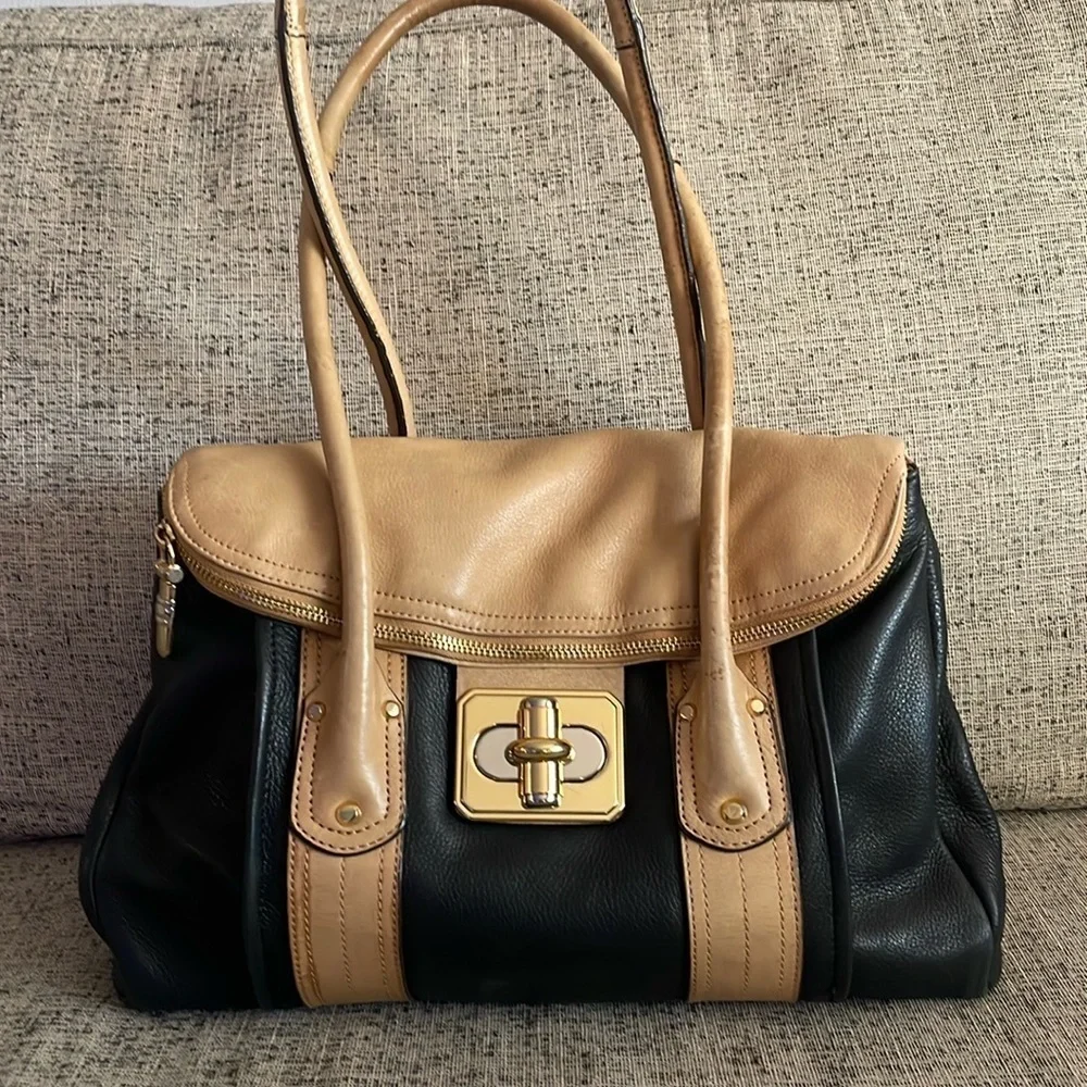 B. Makowsky Rockefeller Leather Satchel‎ Black and Tan